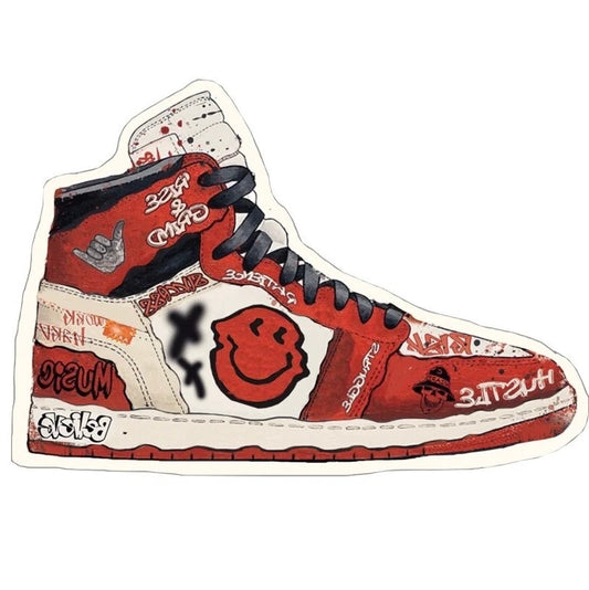 J1 Inspired Red/White Graffiti Sneaker Mat Rug