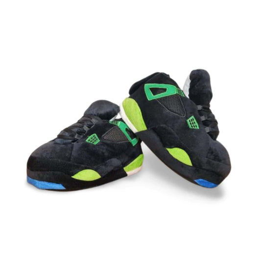 Jordan 4 Black and Green Slippers